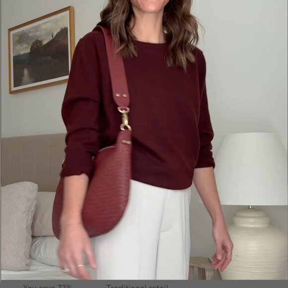 Quince Mongolian Cashmere Crewneck Sweater Rich Burgundy Size M - Picture 5 of 8